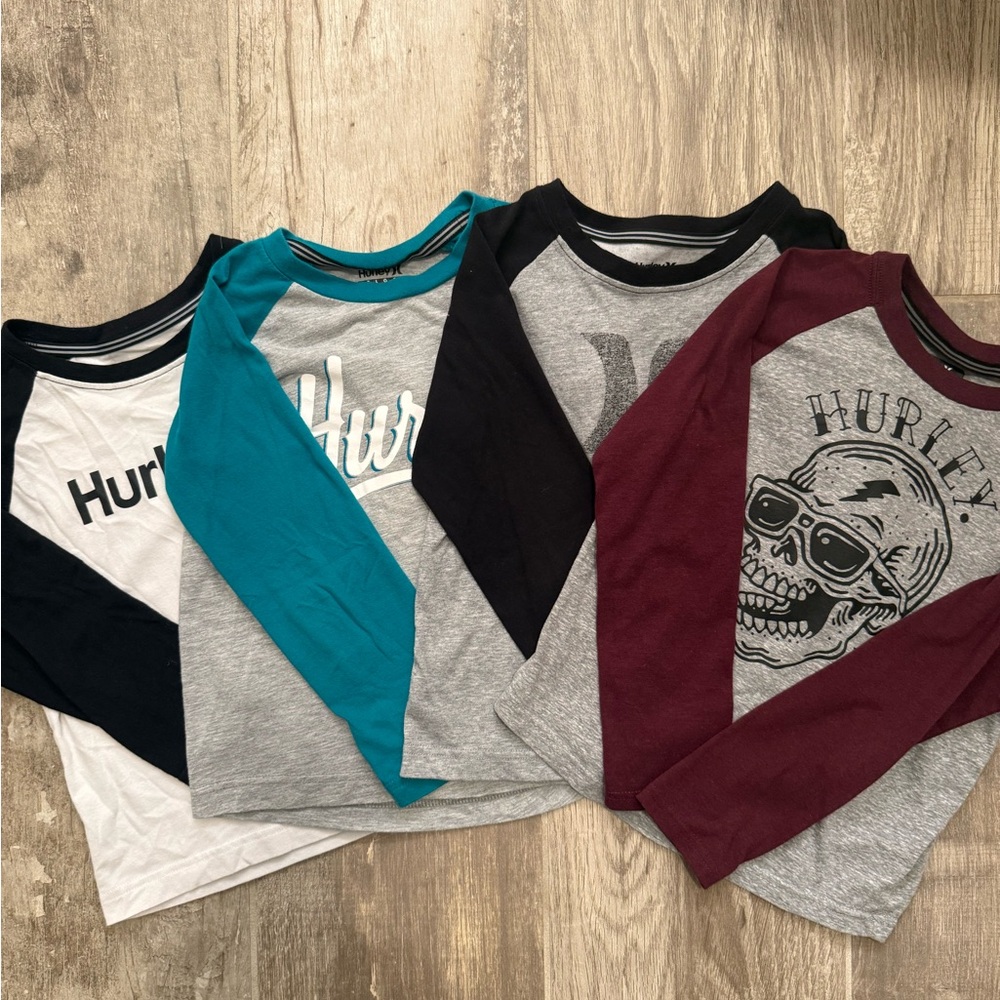 Hurley Kids Long Sleeve Tees - Black, Teal, Burgundy